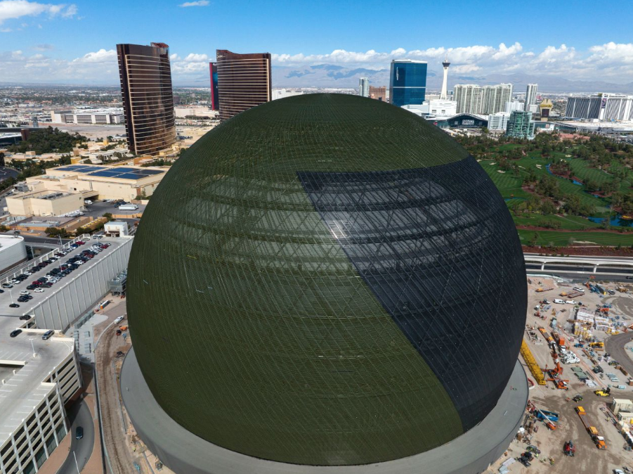 The world’s largest spherical structure in Las Vegas is a futuristic entertainment venue.