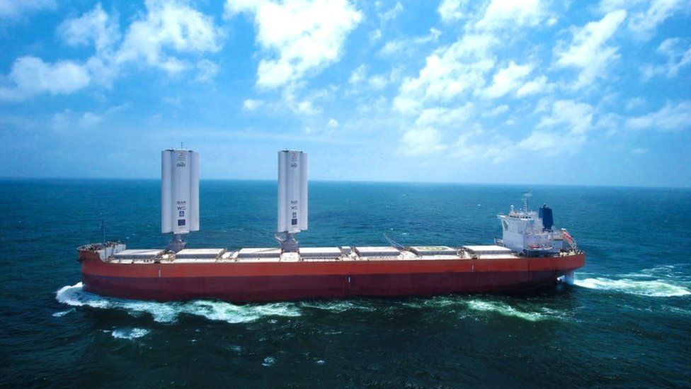 Wind-powered cargo ship sets sail in a move to make shipping greener