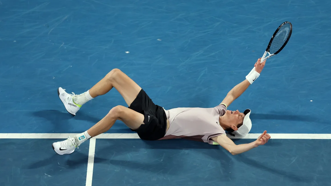 Jannik Sinner rallies from two sets down to win men’s Australian Open final over Daniil Medvedev, his first grand slam title