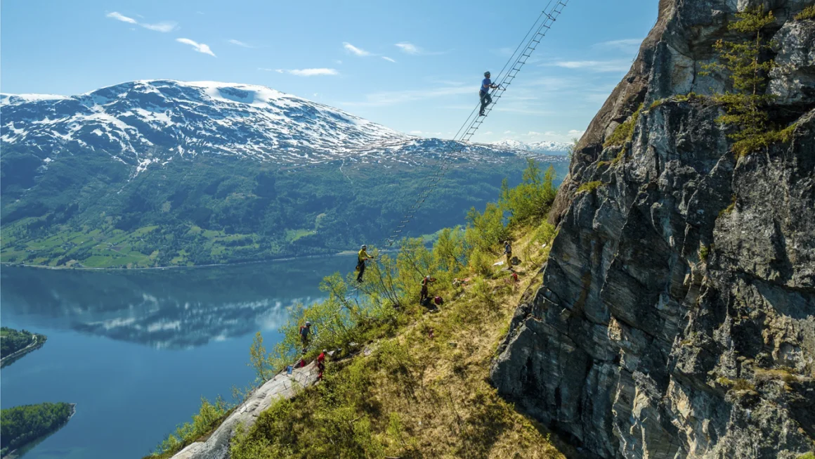 ‘It might make most people’s legs tremble a bit’: ‘Floating’ ladder for thrillseekers opens in Norway