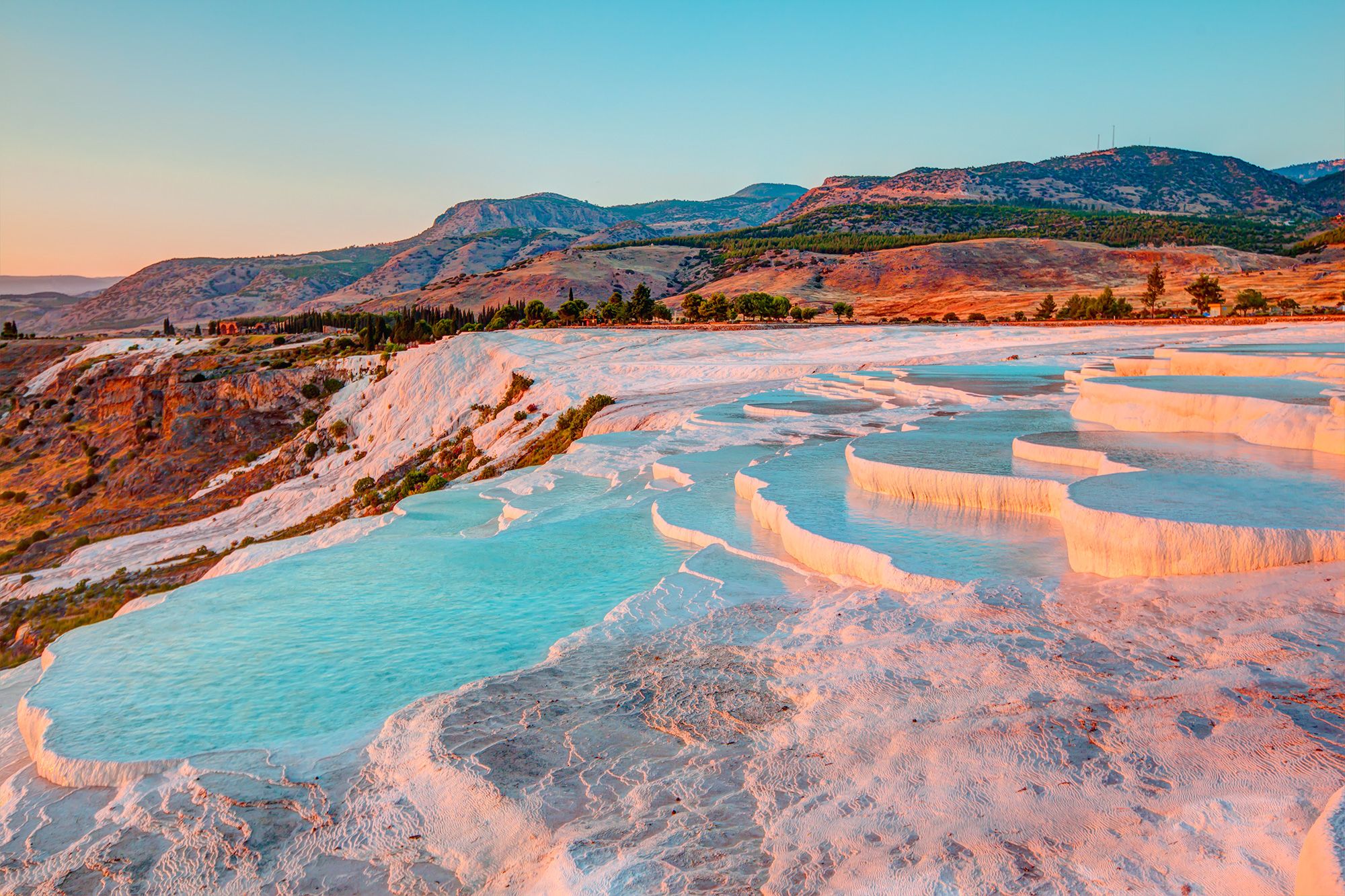 The magical white stone wonderland with effervescent bathing pools