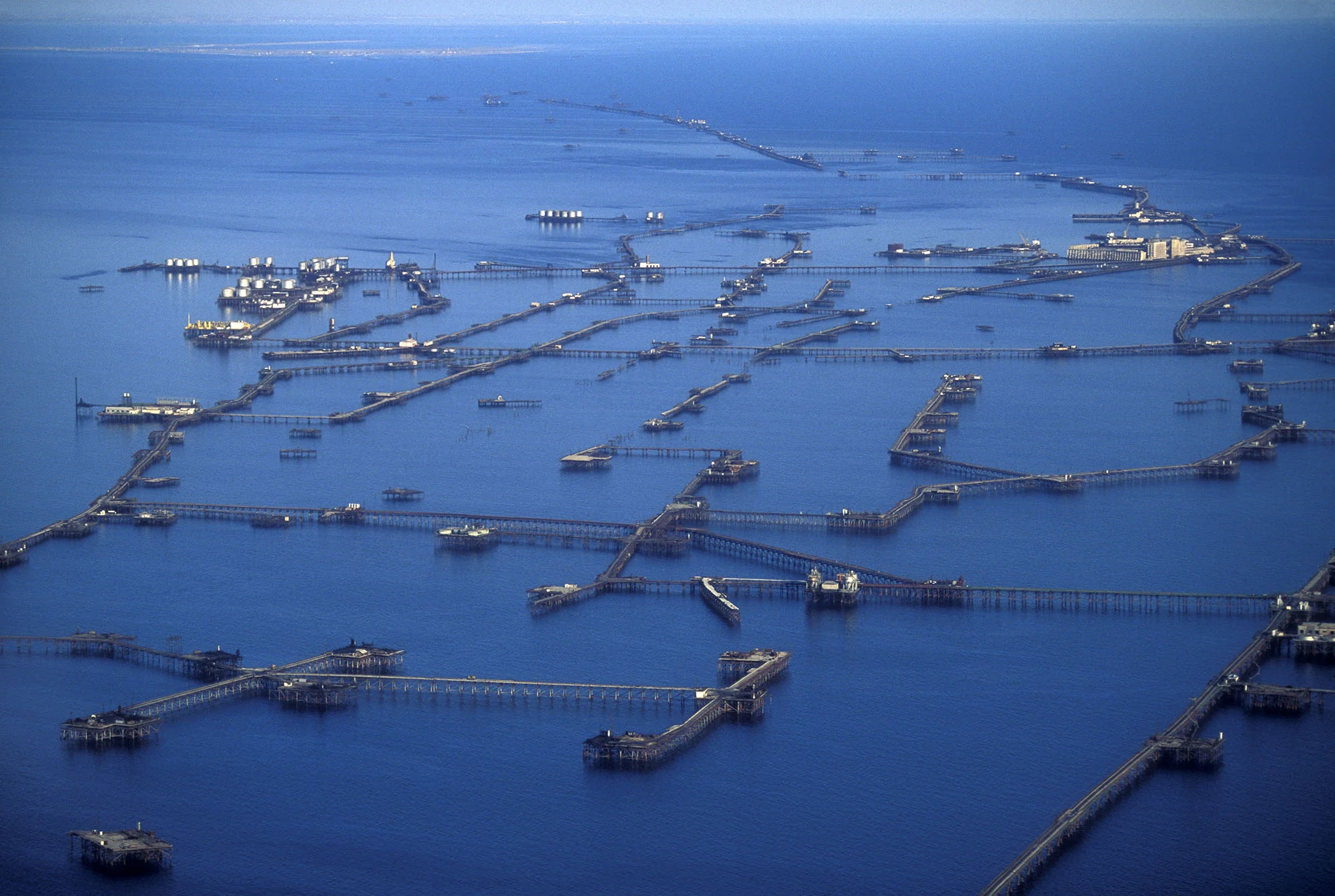 There’s a mind-bending Soviet-era oil rig city ‘floating’ on the planet’s largest lake